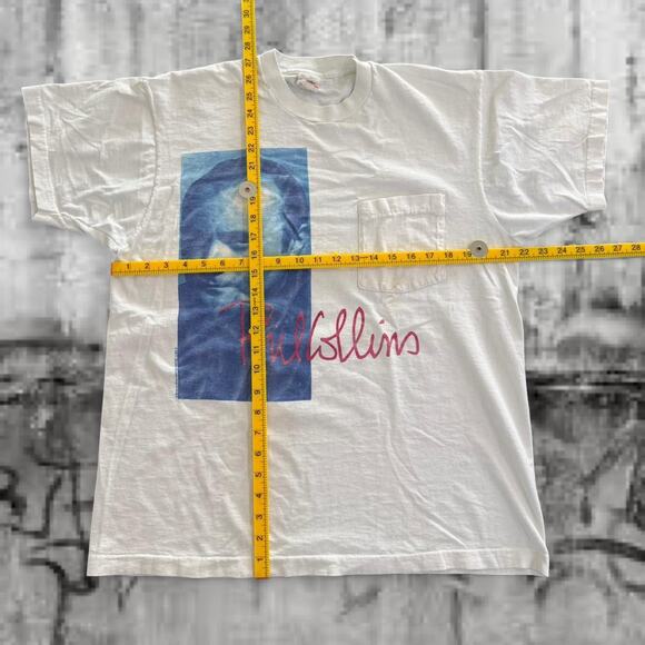 Vintage Phil Collins White Tee - Fruit of the Loom  T-Shirt – XL - Single Stitch - Picture 5 of 8